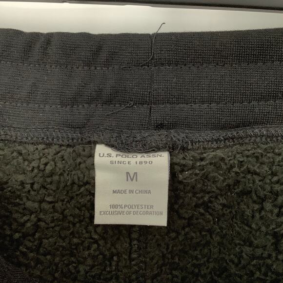 U.S. Polo Assn. Mens Medium Black Fleece Jogger Pants Drawstring Lounge I24-20 - Picture 5 of 8